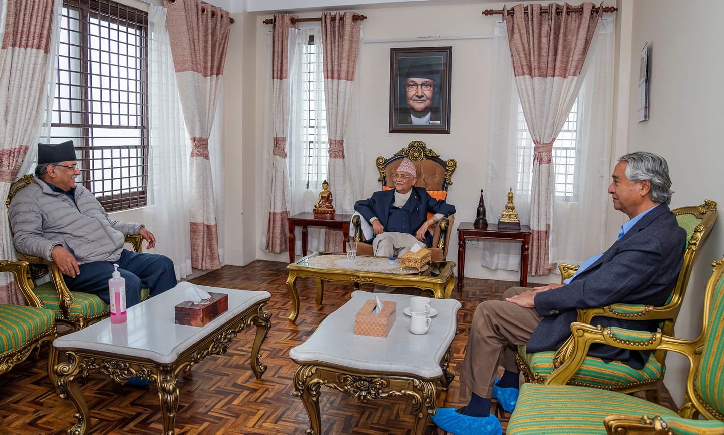 pm-oli-and-ncp-chair-prachanda-hold-talks-with-nc-president-deuba