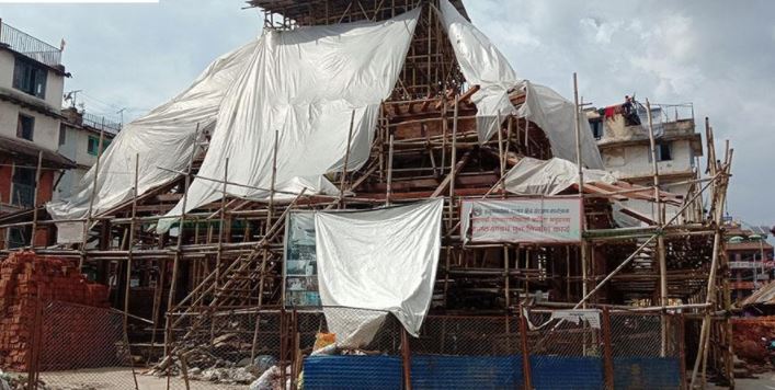 reconstruction-of-kasthamandap-slows-in-lack-of-wood