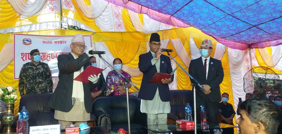lumbini-province-cm-kc-sworn-in-seven-ministers-inducted-in-provincial-government